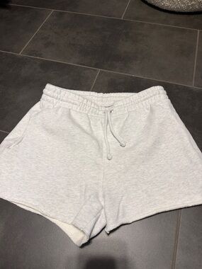 Aritzia Women's Light Gray Lounge Shorts with Drawstring